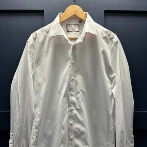 PINK White Long Sleeve Dress Shirt (17, 43) "Slim Fit"